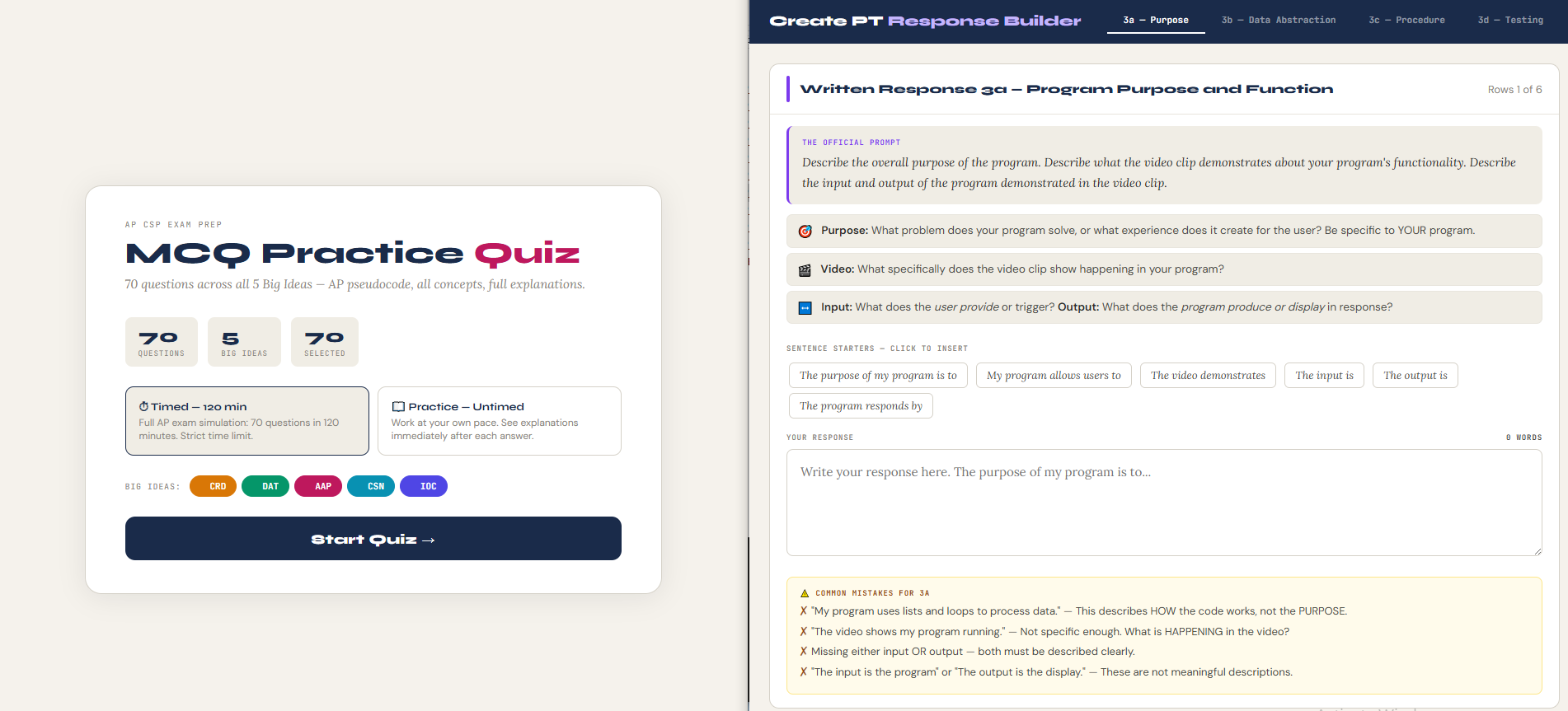 AP CSP Exam Prep + Create PT Bundle — 14 Interactive Tools